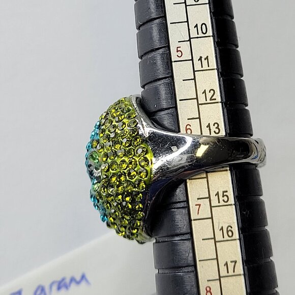 Aqua Green Rhinestone Ring SIZE 6.5 - Other sizes available - Picture 4 of 13